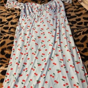 American Eagle Outfitters Light Blue Cherry Print Dress